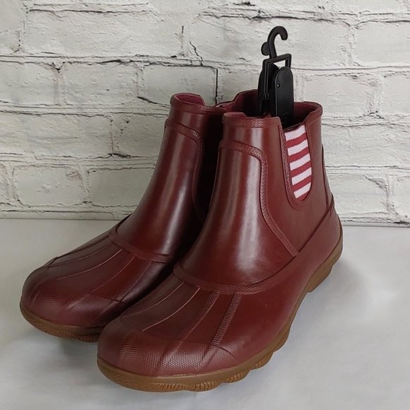 SPERRY 'SYREN COVE' RAIN BOOTS LEATHER PULL STRAP - Picture 15 of 16